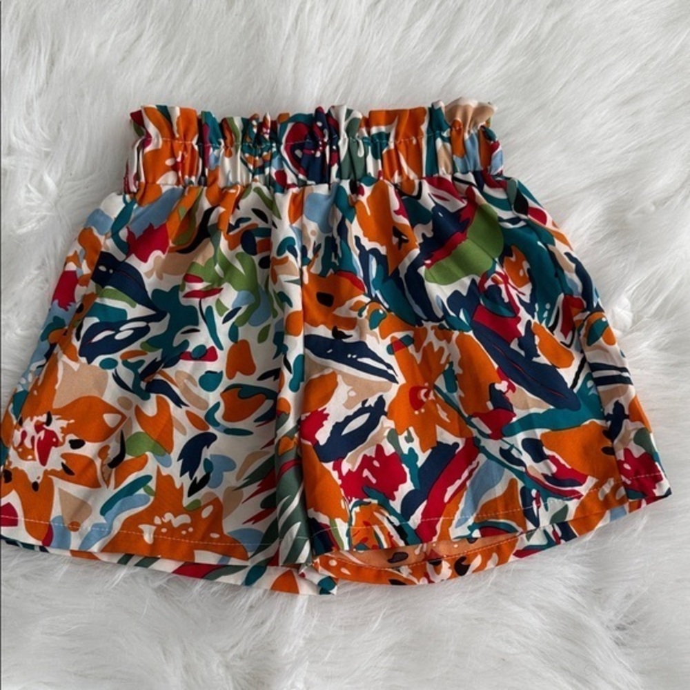 SHEIN Multicolor Abstract High Waist Shorts